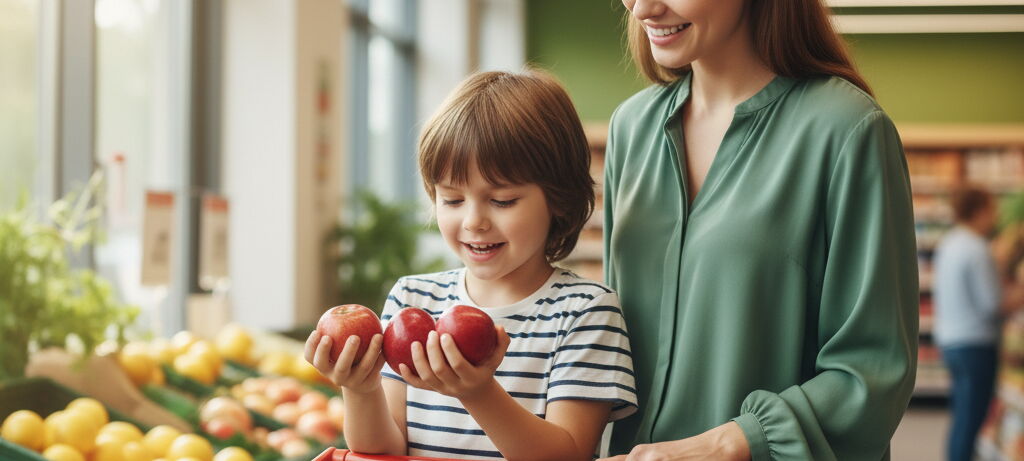 Mutter mir ihrem Kind beim Einkaufen - Zahlenverständnis im Alltag fördern: Mathe ohne Stress